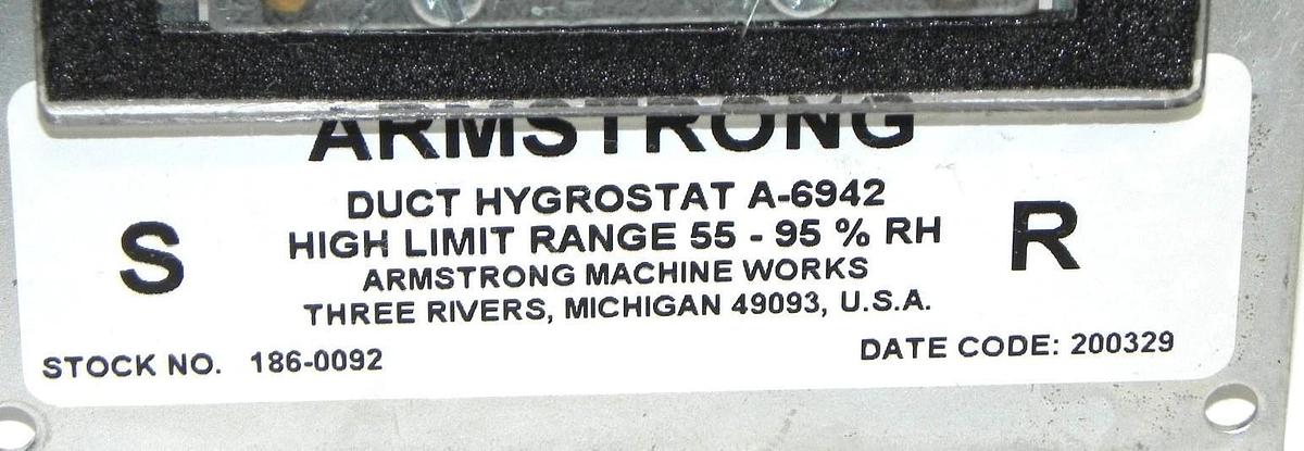 Used ARMSTRONG A-6942 DUCT HYGROSTAT A6942