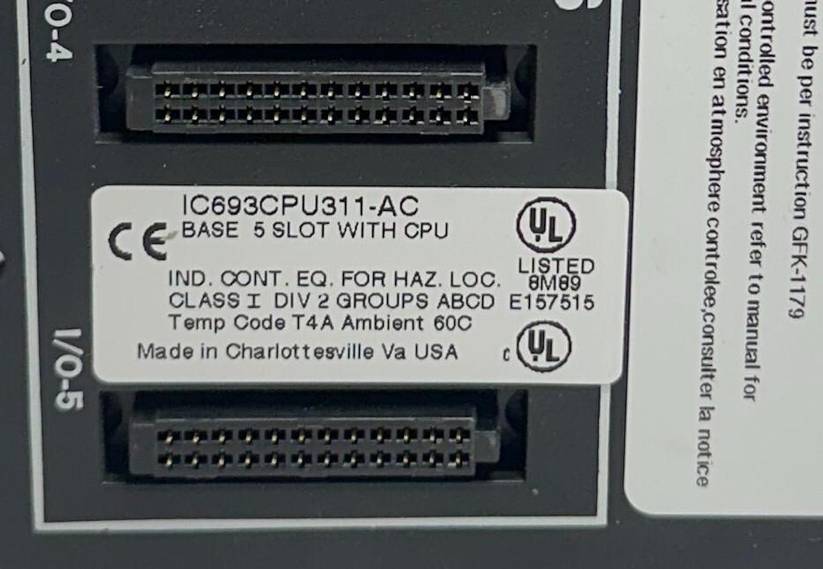 Used GE FANUC IC693CPU311 5-SLOT BASE BACKPLANE W/ CPU 90-30 IC693CPU311-AC USNP