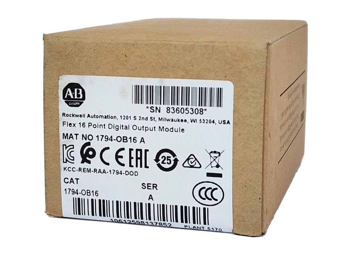 Used FACTORY SEALED ALLEN BRADLEY 1794-OB16 FLEX 16 POINT DIGITAL OUTPUT MODULE SER A