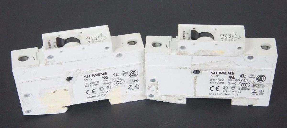Used LOT OF 2 SIEMENS 5SX21-C40 MINIATURE CIRCUIT BREAKERS 5SX21C40, 5SX2