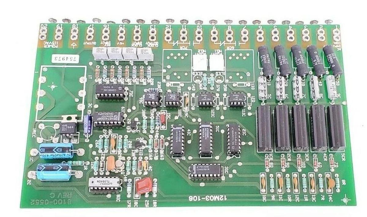 Used BOMAC ELECTRO FLYTE 12M03-106 CONTROL BOARD 8100-0552 REV. C (NO TOP BOARD)