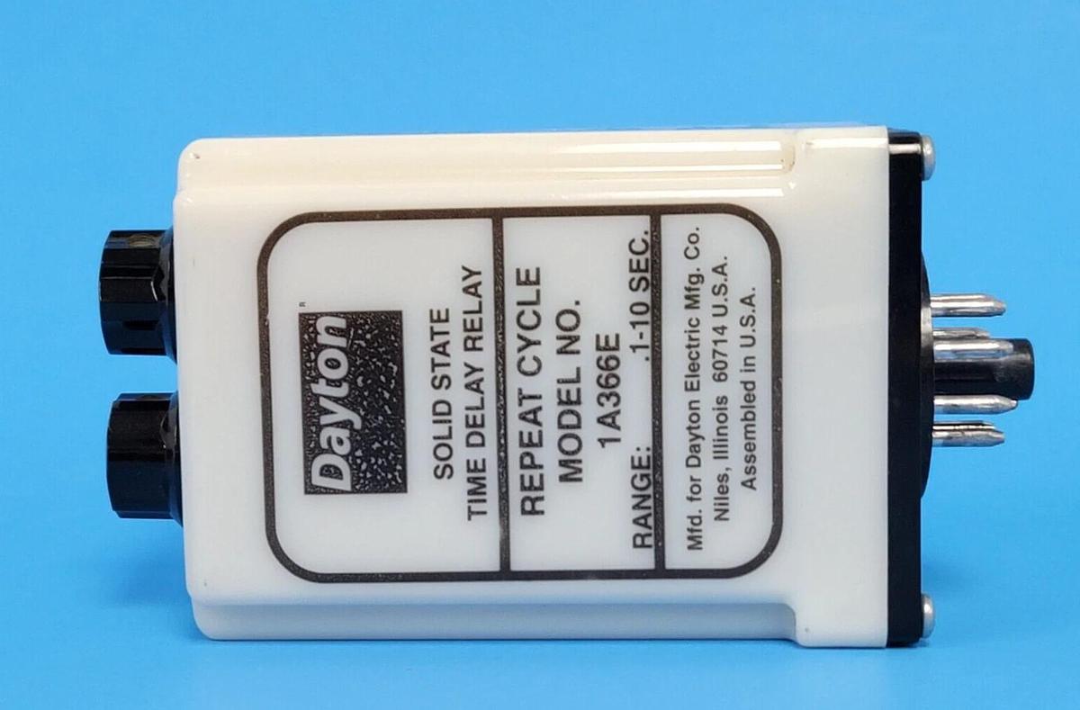 Used DAYTON 1A366E SOLID STATE TIME DELAY RELAY .1-10 SEC