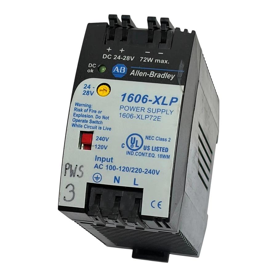 Used Allen Bradley 1606-XLP72E DIN Rail Power Supply 24-28V 72W Max Series A