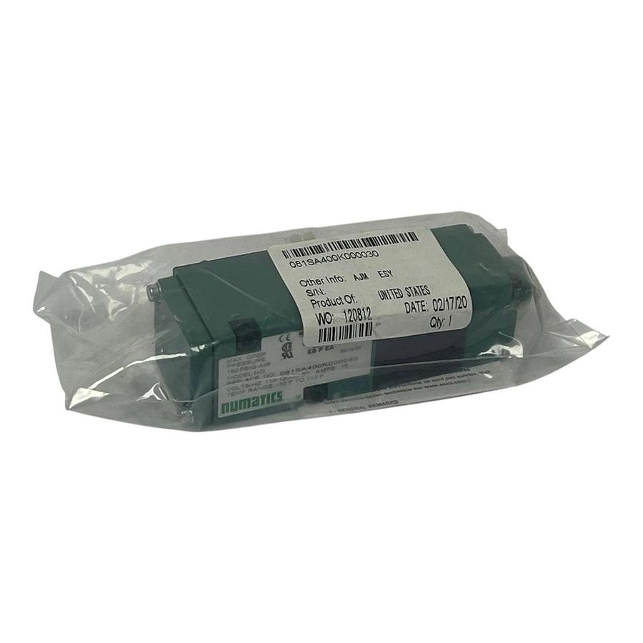 Used ASCO Numatics 081SA400K000030 Solenoid Air Control Valve Mark 8 Series Sealed