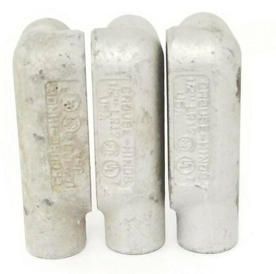 Used LOT OF 3 CROUSE-HINDS LR17 CONDUIT BODIES 1/2'' 4.0 CU. IN.