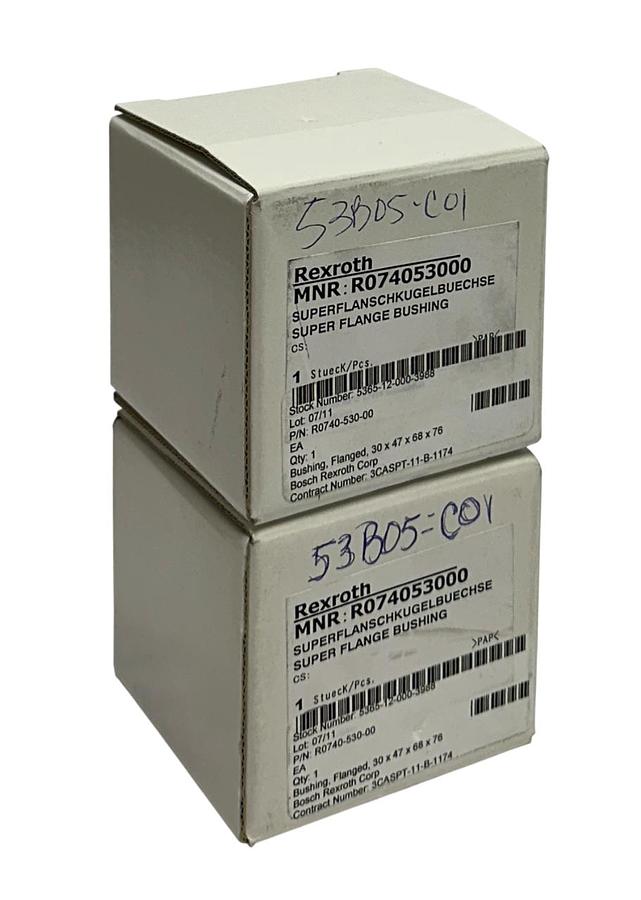 Used 2 BOSCH REXROTH R074053000 LINEAR SUPER FLANGE BUSHINGS 30mm DIAMETER NSMP