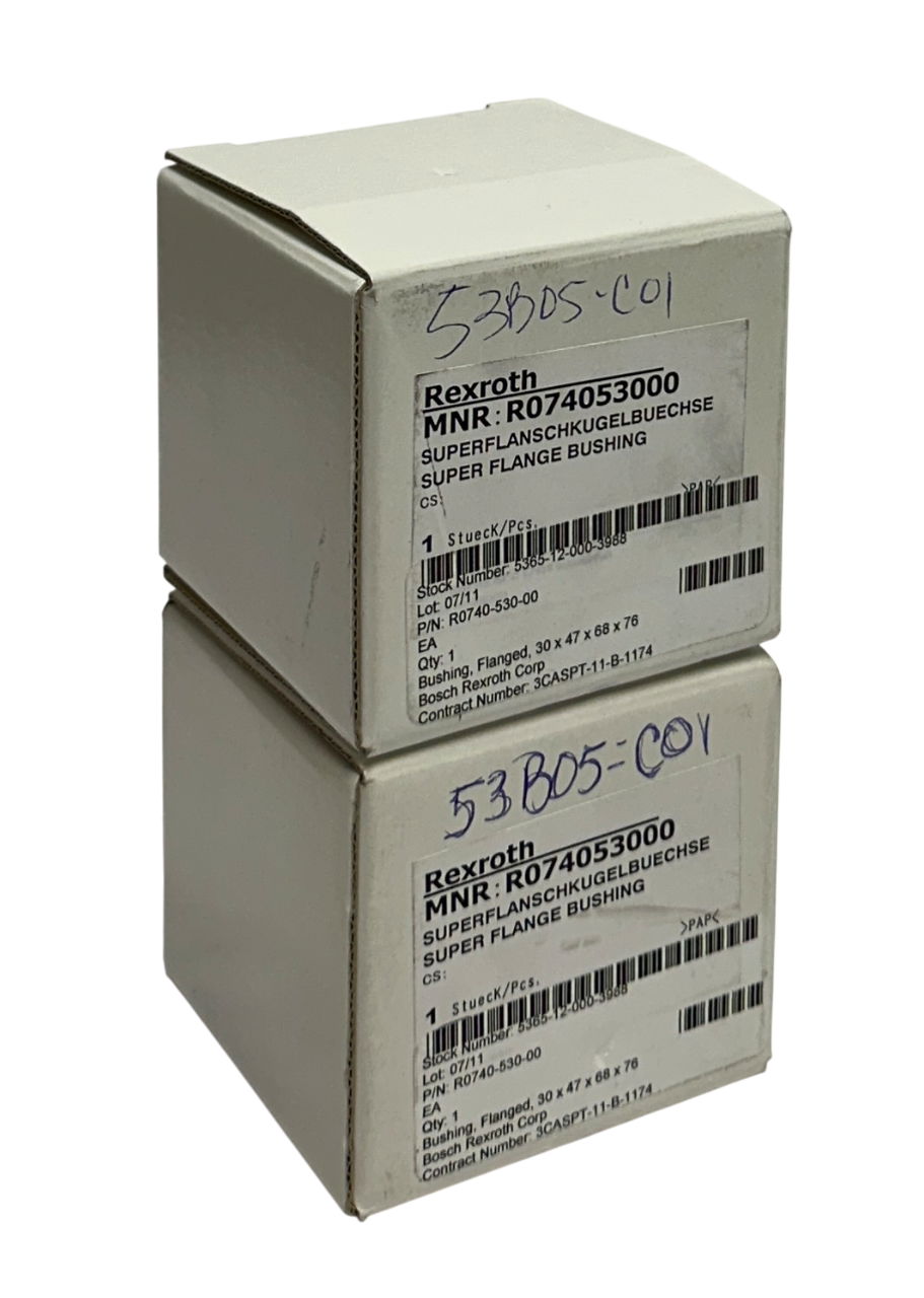 Used 2 BOSCH REXROTH R074053000 LINEAR SUPER FLANGE BUSHINGS 30mm DIAMETER NSMP