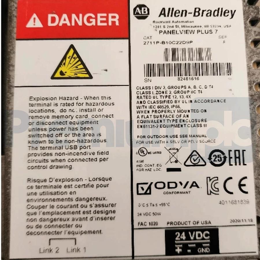ALLEN BRADLEY 2711P-B10C22D9P /A ArmorView/PanelView Plus 7 TERMINAL 10" NSNP 885630844640
