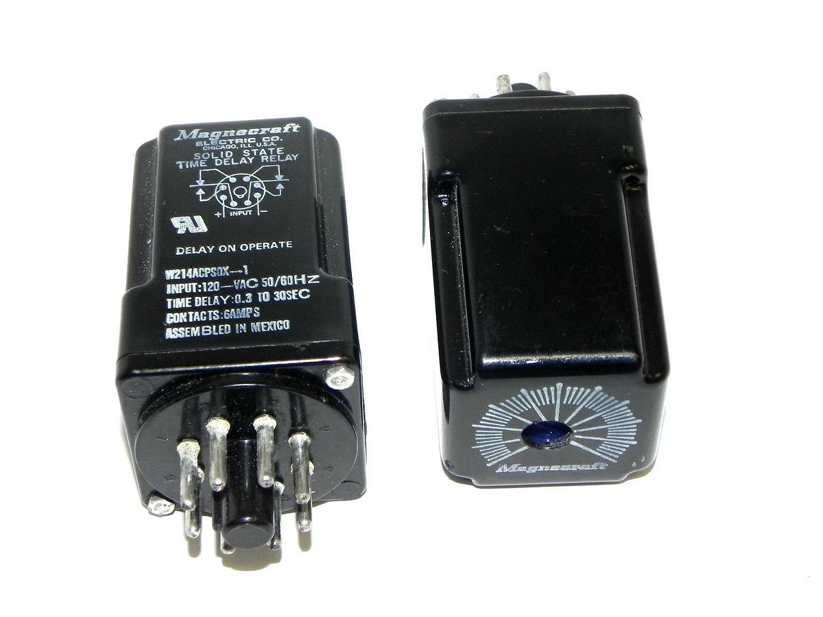 Used LOT OF 2 MAGNECRAFT W214ACPS0X-1 TIME DELAY RELAYS 120VAC