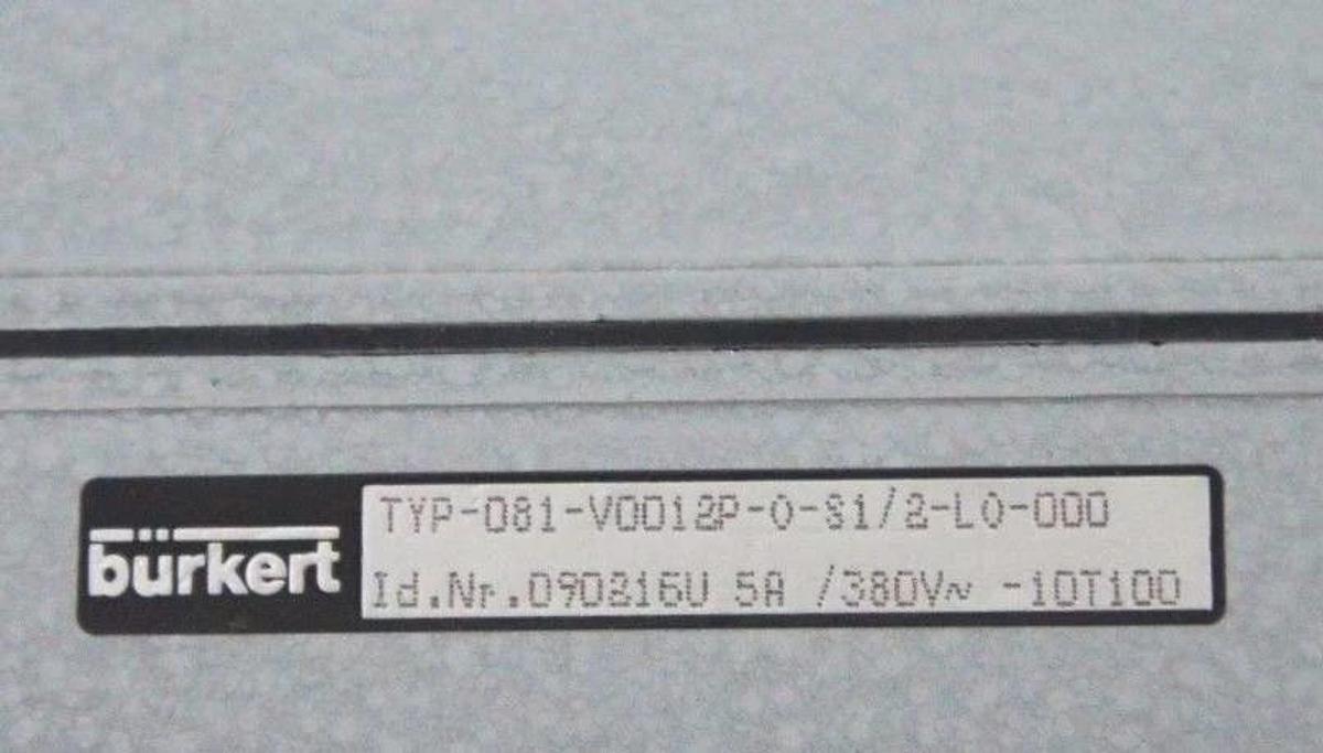Used NIB BURKERT TYP-081-V0012P-0-S1/2-L0-000 THERMOSTAT 090216U, W-081-Y00-12 1/2"