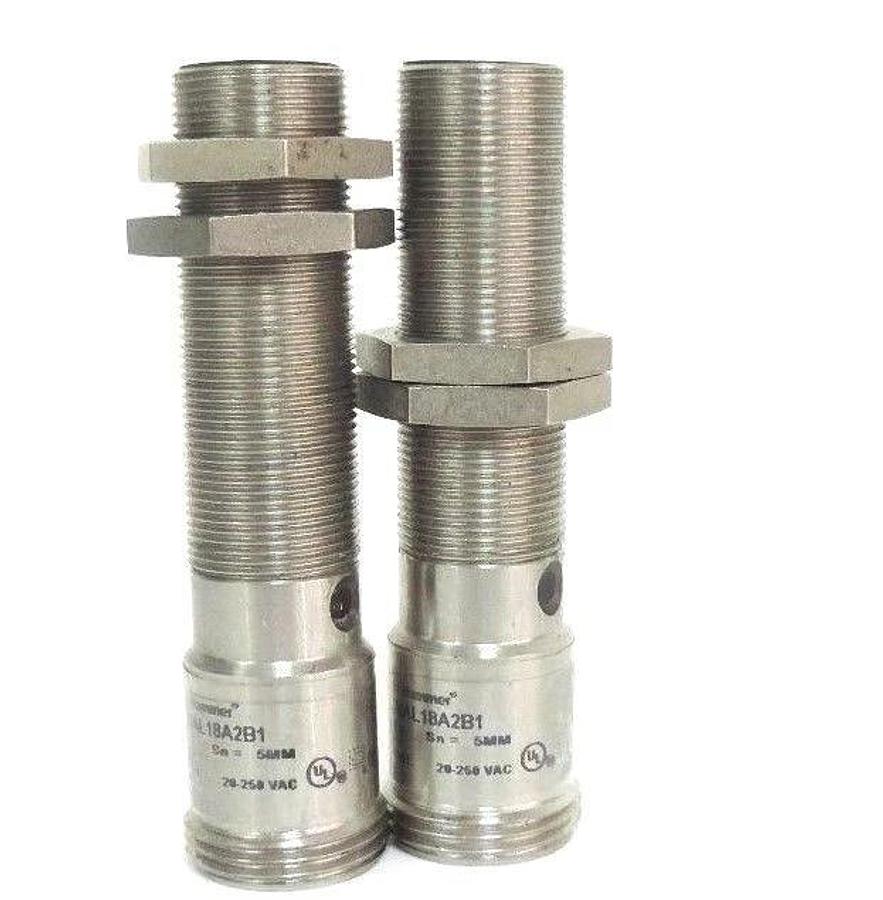 Used LOT OF 2 CUTLER-HAMMER E57MAL18A2B1 PROXIMITY SENSORS SERIES E1, 20-250VAC