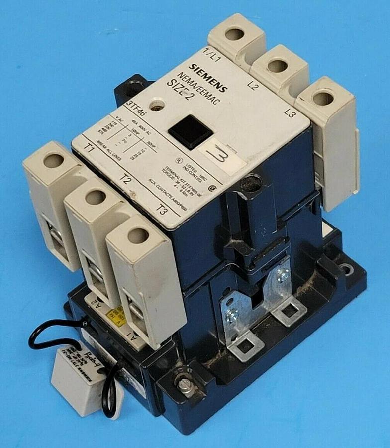 Used SIEMENS 3TF4622-0AK61 SIZE 2 CONTACTOR NON-REVERSING 110/120VAC 50/60HZ