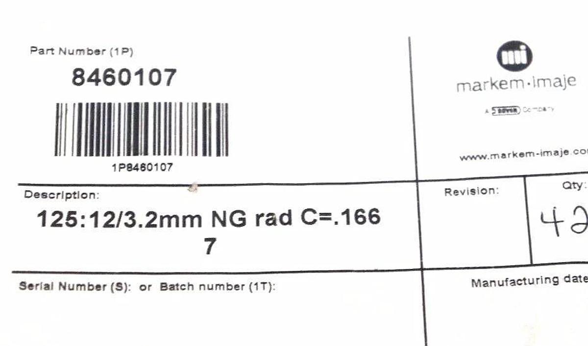 BAG OF 17 NEW MARKEM IMAJE 8460107 PRINTING TYPE 125: 12/3.2MM NG RAD C= 0.166