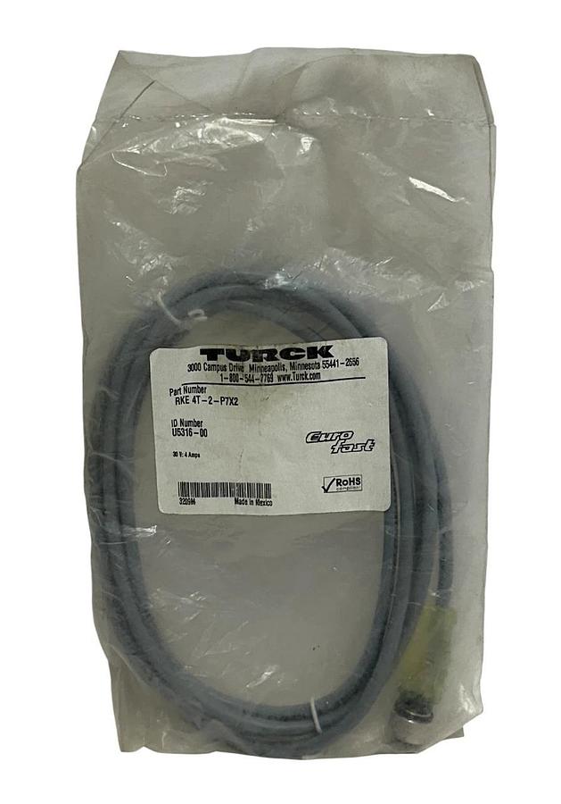 Used TURCK RKE 4T-2-P7X2 / U5316-00 EUROFAST SINGLE-ENDED CORDSET 30V 2M NSFS