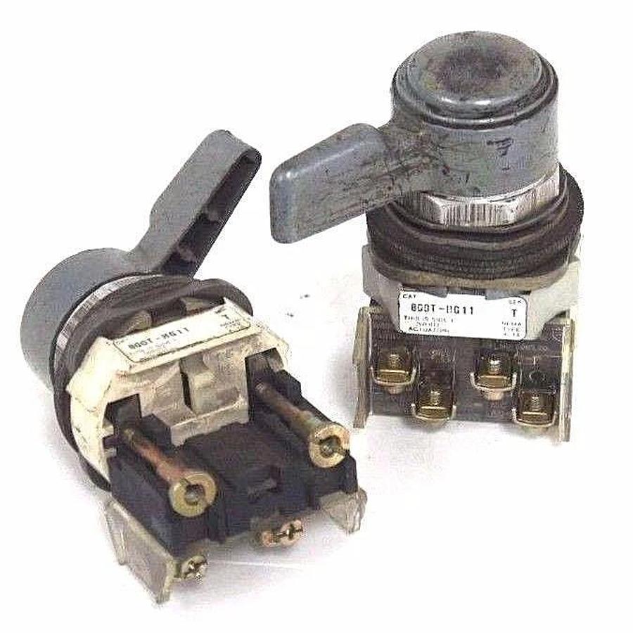 Used LOT OF 2 ALLEN BRADLEY 800T-HG11 SELECTOR SWITCHES SER. T, 2 POSITION, 800THG11