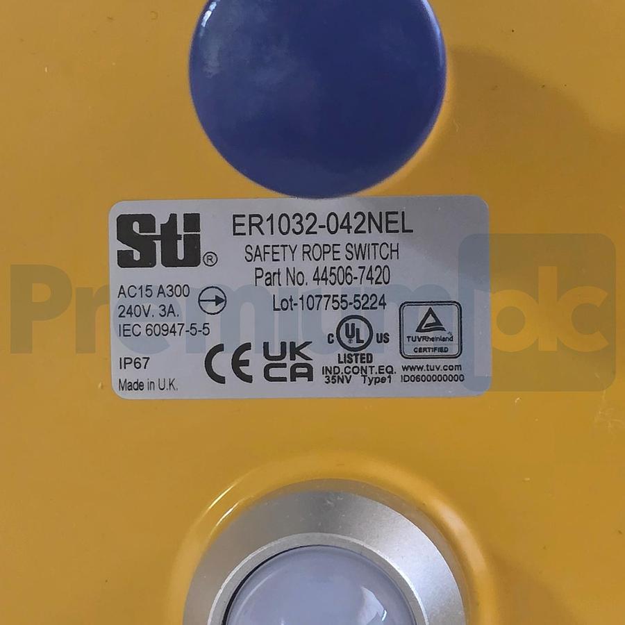 Used Omron STI 44506-7420 ER1032-042NEL Safety Rope Switch 4NC+2NO E-Stop LED NSMP