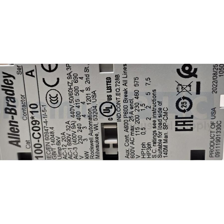 NEW ALLEN BRADLEY 100-C09D10 /A IEC CONTACTOR 9A 110V50HZ/120V60HZ COIL NSMP 662072608203