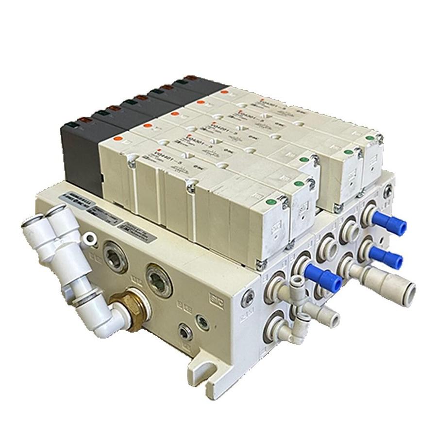 Used SMC VV5Q41-05-DAM01 / VV5Q4105DAM01 VALVE MANIFOLD W/ VQ4401-5 VQ4301-5 VQ4201-5