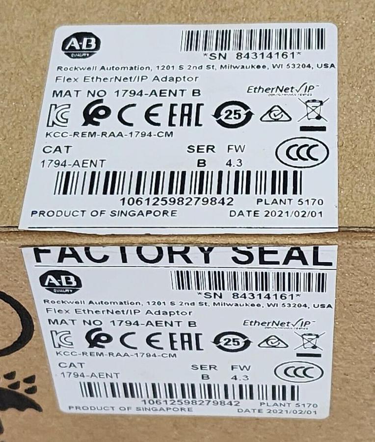 Used Allen Bradley 1794-AENT Flex I/O ENet/IP Adapter Module 1-Port 10/100Mbit NSMP