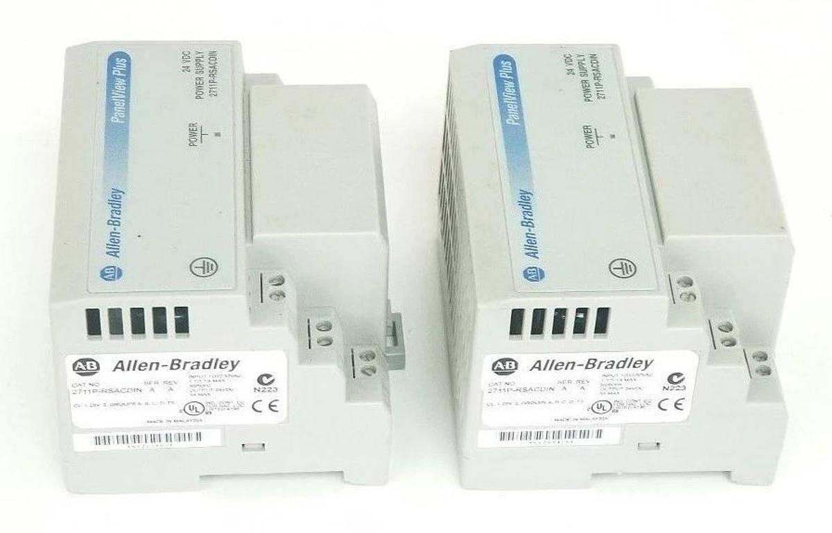 Used LOT OF 2 ALLEN BRADLEY 2711P-RSACDIN POWER SUPPLIES SER A, 24VDC, 2711PRSACDIN