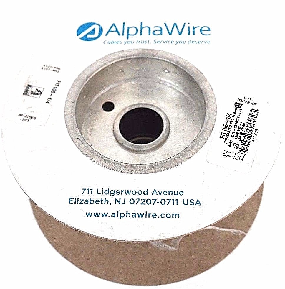 Used NEW ALPHAWIRE FIT105-1/4 IRRADIATED PVC TUBING AMS-DTL-23053/2 .250 (6.4MM) 105C