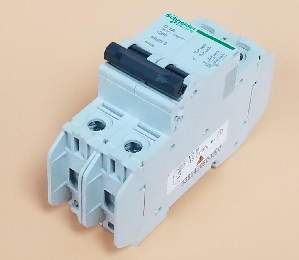 Used NEW SCHNEIDER ELECTRIC 60135 CIRCUIT BREAKER C60, MULTI 9, C 1A, 240V, 2P