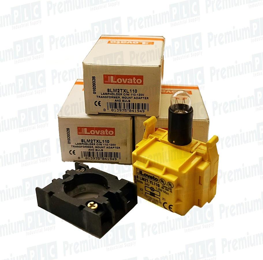 Used LOT OF 3 NEW LOVATO 8LM2TXL110 LAMPHOLDER C/W 110-220 TRANSFORMER W/ADAPTER