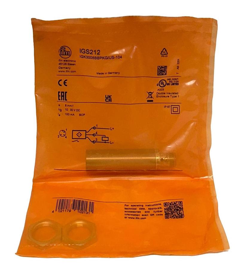Used 4 IFM ELECTRONIC IGS212 / IGK3008BBPKG/US-104 INDUCTIVE SENSORS 10-30VDC NSFS