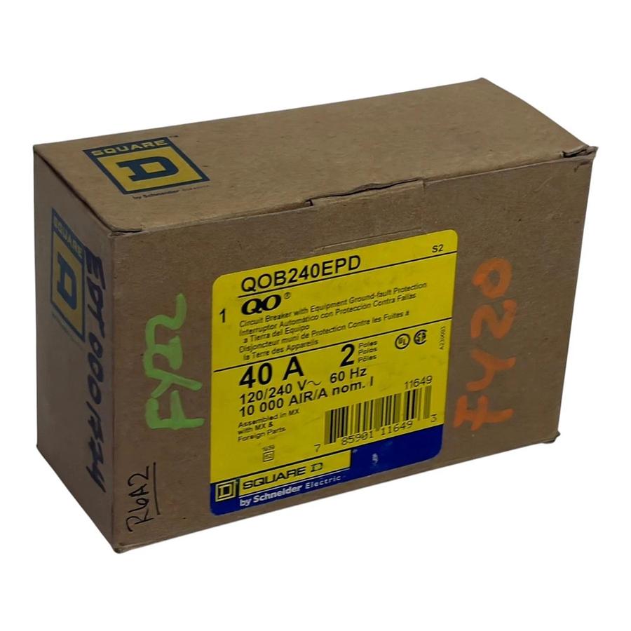 Square D QOB240EPD 40A 2 Pole 120/240V Ground Fault Equipment Protection Breaker