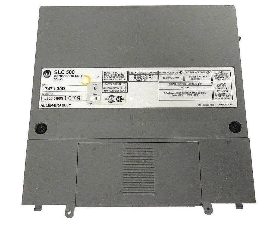 Used ALLEN BRADLEY 1747-L30D PROCESSOR UNIT 1747L30D SLC 500, 30 I/O, SER. B, FRN. 6