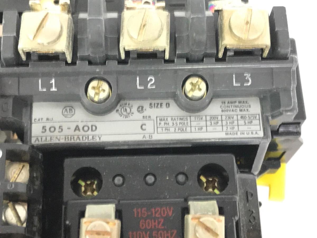 Used NEW ALLEN BRADLEY 505-AOD SERIES C SIZE 0 PHASE 3 REVERSING STARTER 505AOD