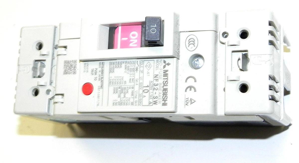 Used MITSUBISHI NF32-SW CIRCUIT BREAKER 10A, 2 POLE, NF32SW