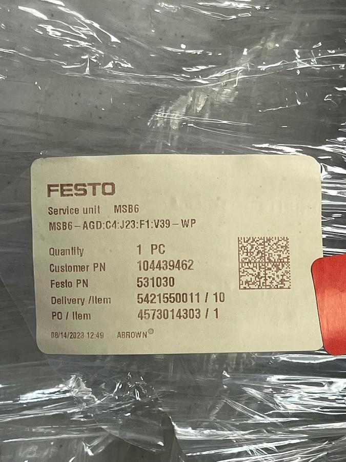 Used Festo 531030 MS6B Air Service Unit Combo G1/2 FRL MSB6-AGD-C4:j23:F1:V39-WP NSNP