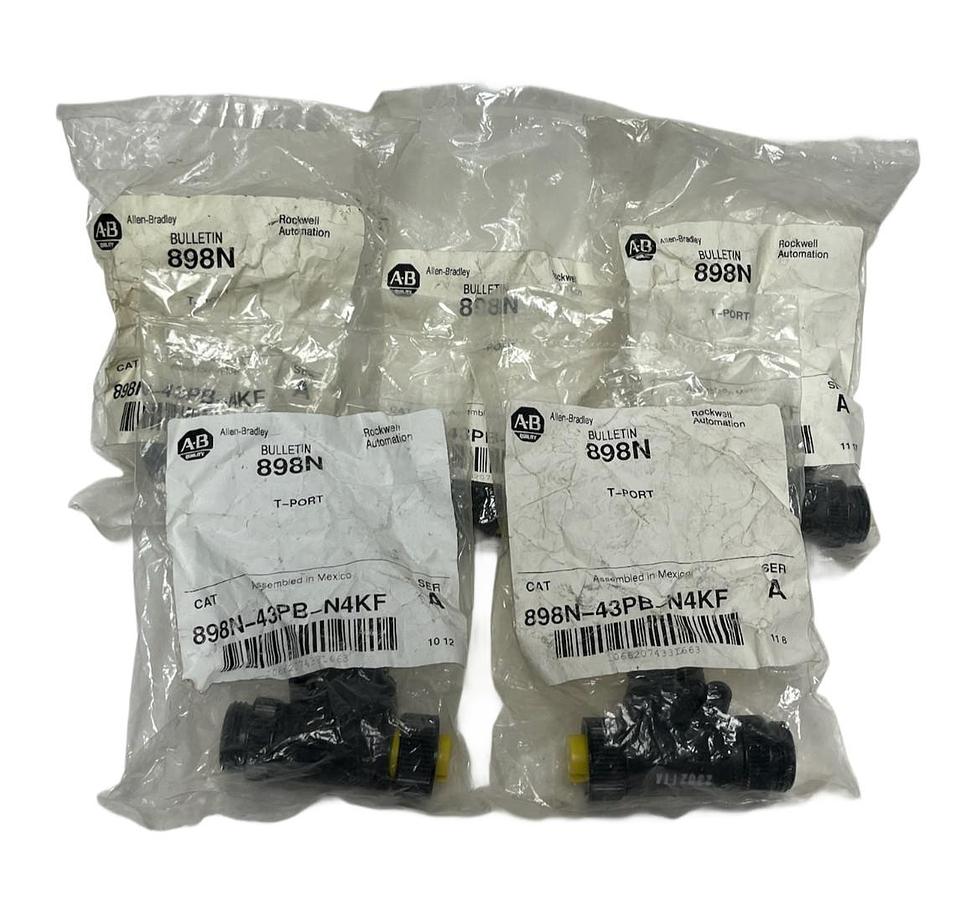Used Lot of 5 Allen Bradley 898N-43PB-N4KF Ser. A T-Port Mini 4-Pin - New Sealed