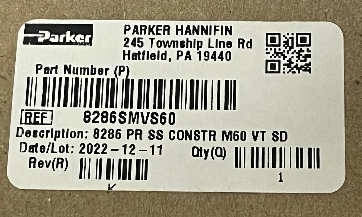 NEW Parker 8286SMVS60 Precision Regulator | Stainless Steel 0-60 PSI Viton NIB