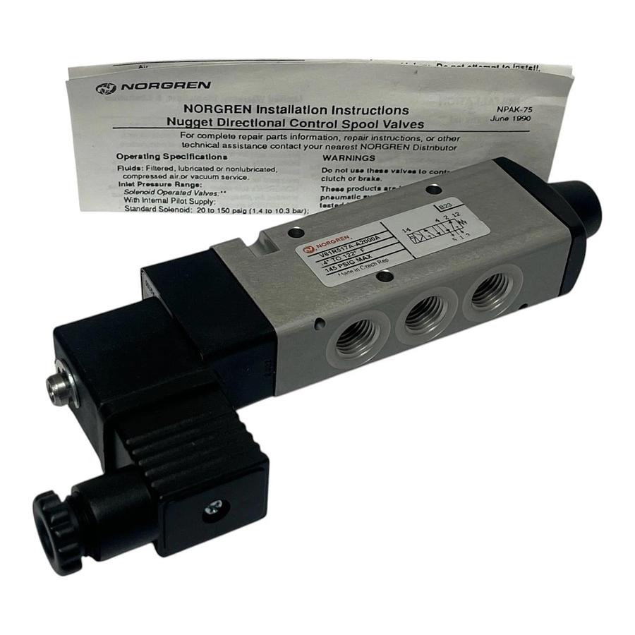 Norgren V61R517A-A2000A Solenoid Valve V61R Series w/ Instructions New Surplus