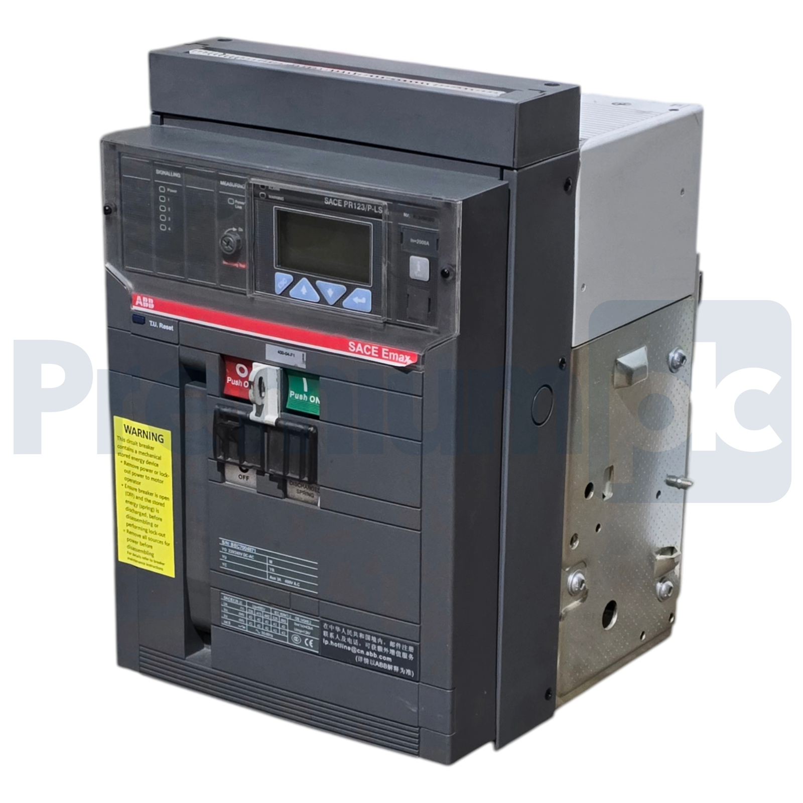Used ABB 1SDA055831R1 SACE E2B 20 2000A 3P Emax Circuit Breaker w/PR123/P-LSIG Trip