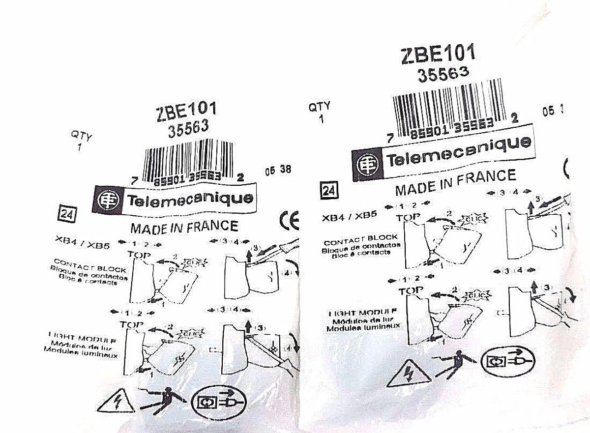 Used LOT OF 2 NEW TELEMECANIQUE ZBE101 CONTACT BLOCKS