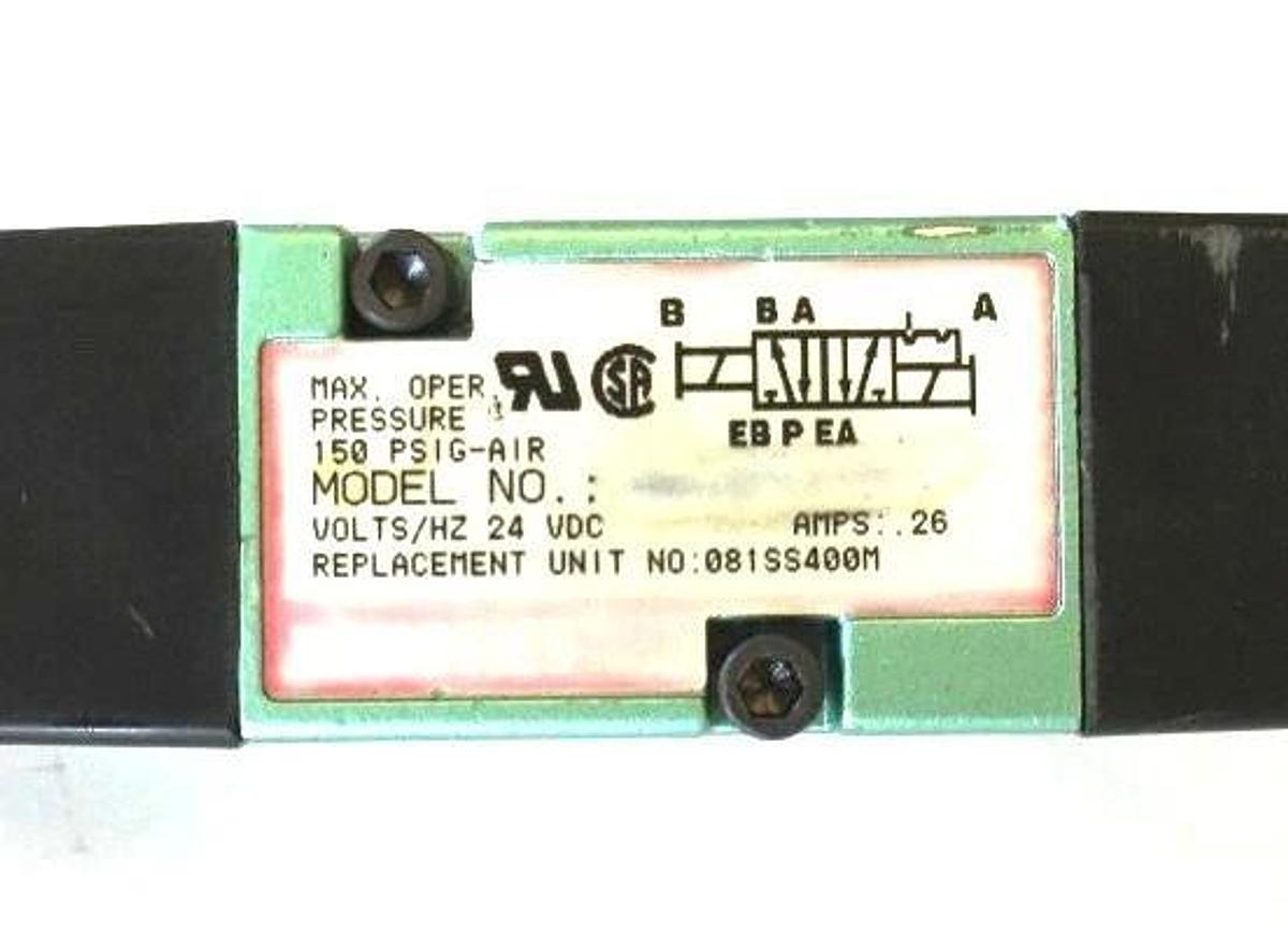 Used NUMATICS 081SS400M SOLENOID VALVE 150PSI 0.26 AMP WITH 225-285B COILS 6.3 WATTS