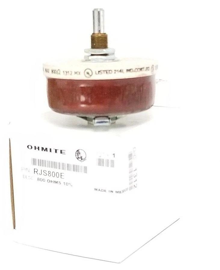 Used NIB OHMITE RJS800E RHEOSTATE POTENTIOMETER, 800OHMS, 50W, 10%