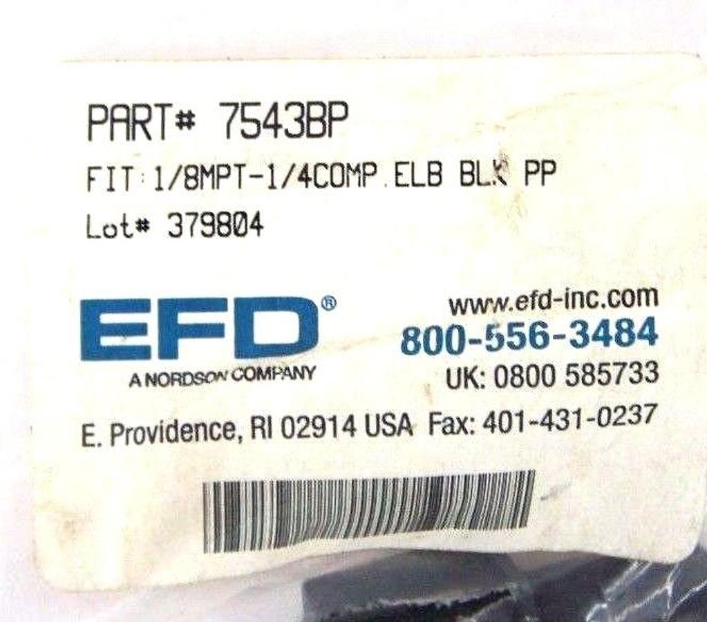 Used NEW EFD 7543BP ELBOW FITTING 1/8" MPT - 1/4" COMPRESSION