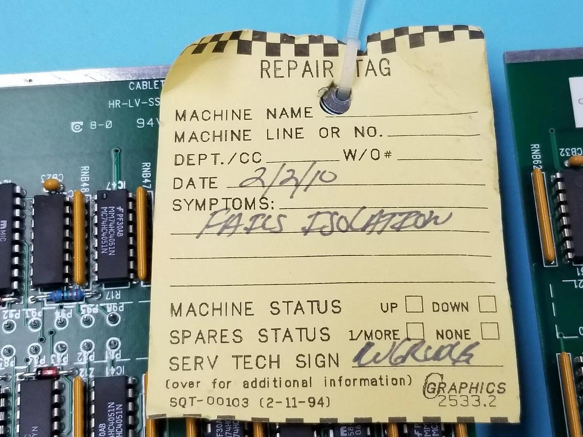 Used LOT OF 2 CABLETEST HR-LV SC REV. 3 BOARDS P/N: 20-26020, HRZ-LV-SSM *FOR PARTS*