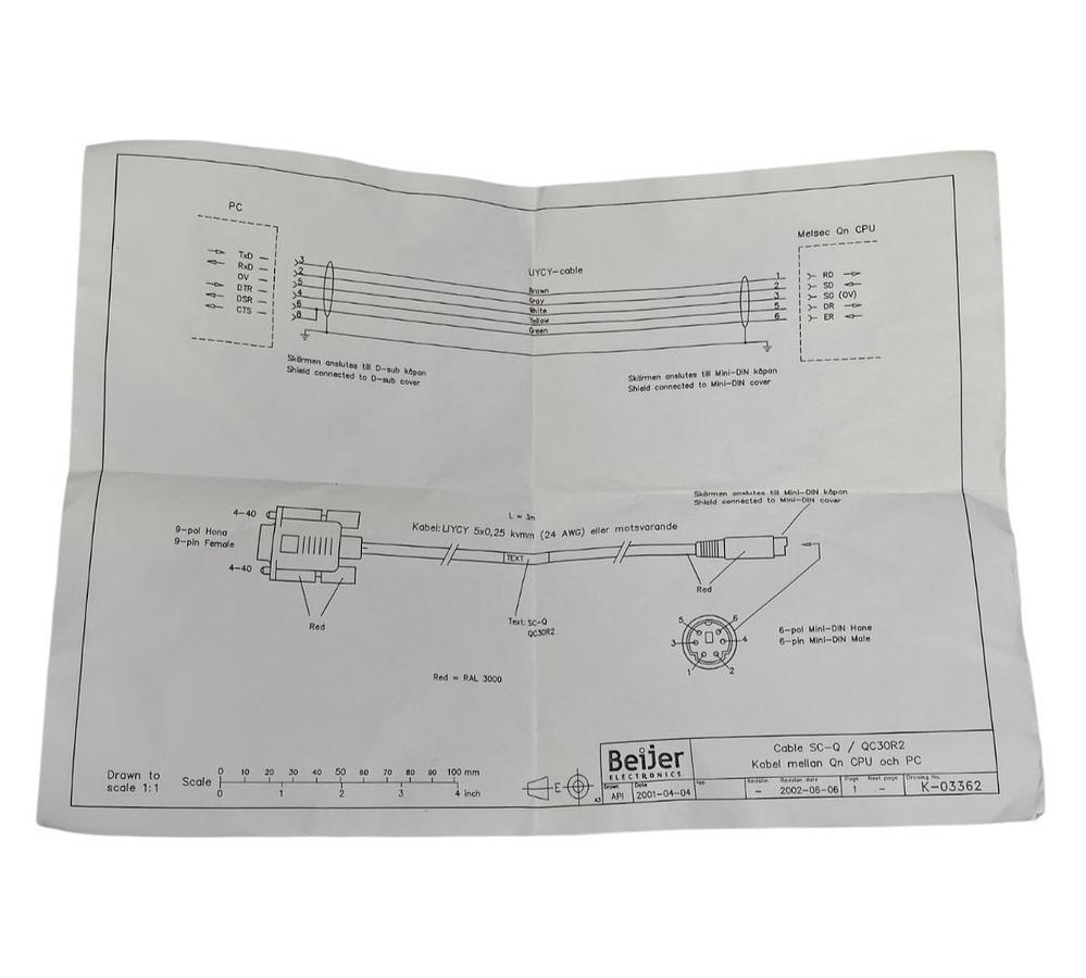 NEW MITSUBISHI SC-Q/3M PROGRAMMING CABLE RS232 SC-Q