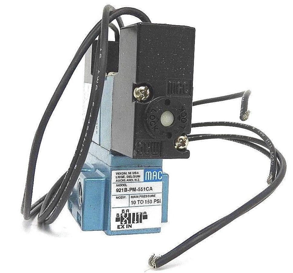 Used NIB MAC 921B-PM-551CA SOLENOID VALVE MAC 921BPM551CA, WATTS: 6.0, 25 TO 150 PSI