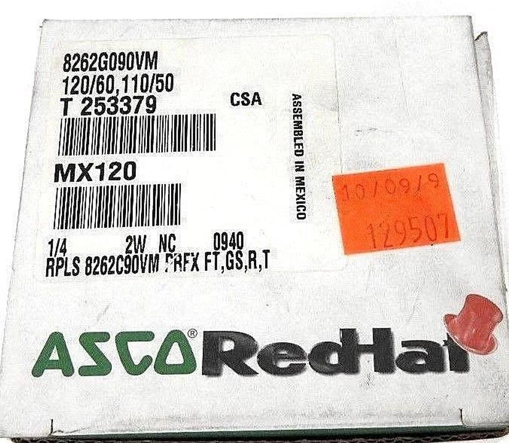 Used NIB ASCO 8262G090VM SOLENOID VALVE 120/60 - 110/50, 1/4 PIPE, MP-C-080