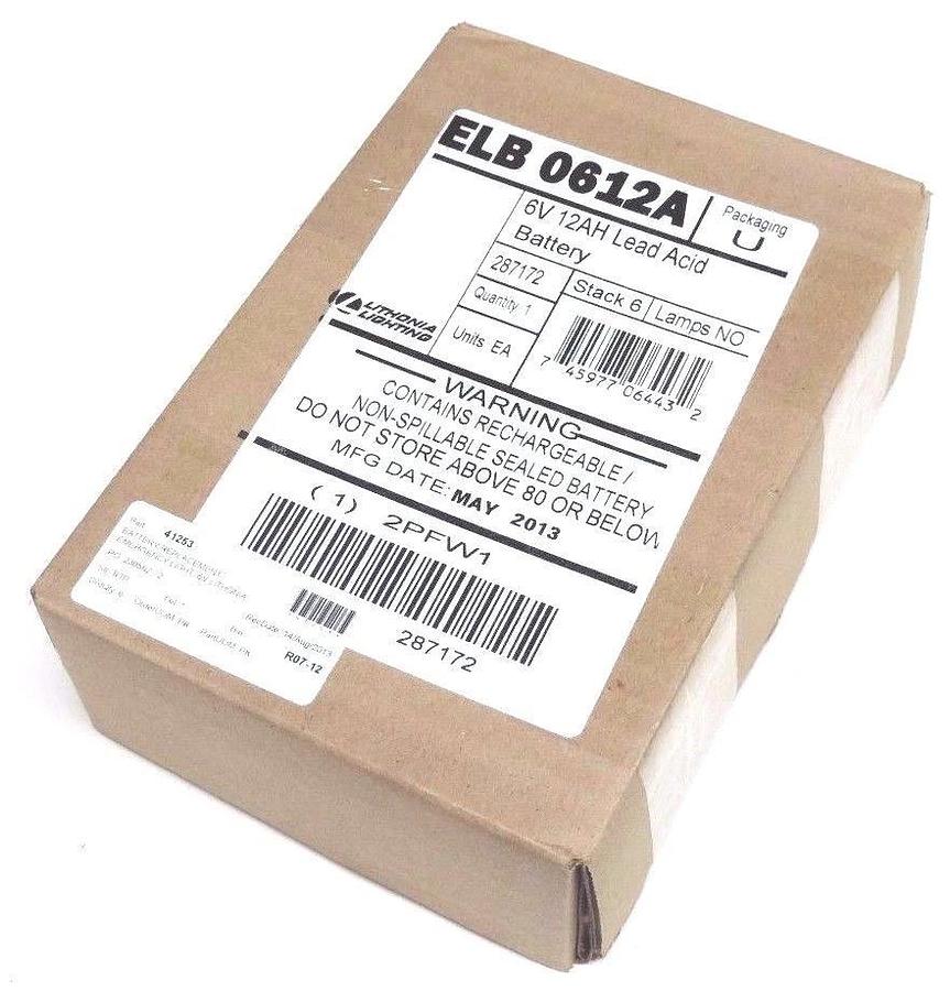 Used NIB LITHONIA LIGHTING ELB0612A BATTERY 6V 12AH LEAD ACID