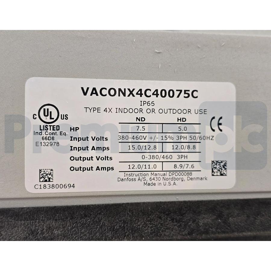 Vacon X4C40075C X-Series X4 VFD AC Drive 7.5HP 460V 3PH VACONX4C40075C NSMP
