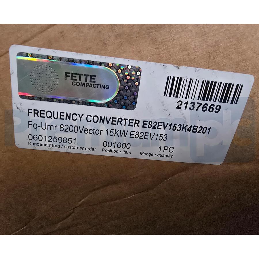 Used FETTE LENZE E82EV153K4B201 8200 Vector Freq. Inverter E82EV153K4B201XX5B39 NSMP