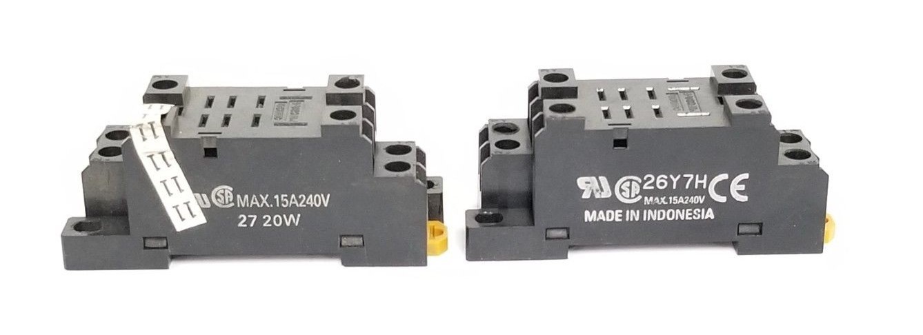 Used LOT OF 2 OMRON PTF08A-E SOCKET RELAY BASES PTF08AE