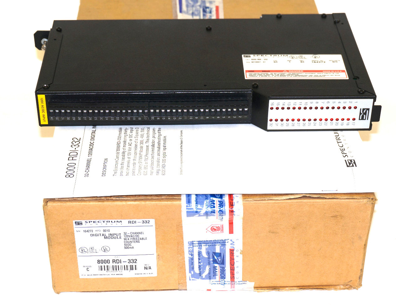 Used NIB SPECTRUM CONTROLS 8000-RDI-332 INPUT MODULE SER. C, 32 CHANNEL, 8000RDI332